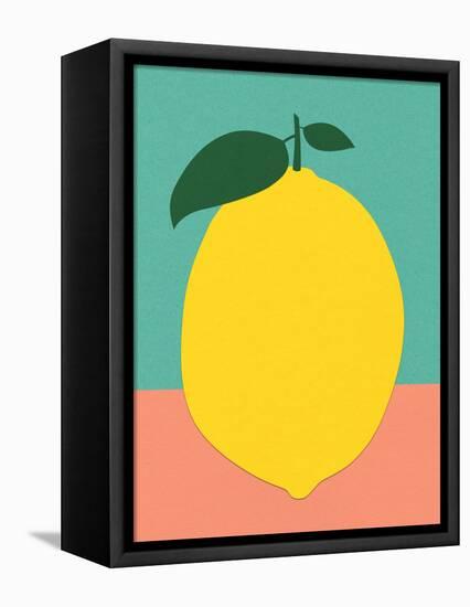 Lemon with Two Leaves-Rosi Feist-Framed Premier Image Canvas