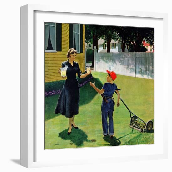 "Lemonade for the Lawnboy", May 14, 1955-George Hughes-Framed Premium Giclee Print