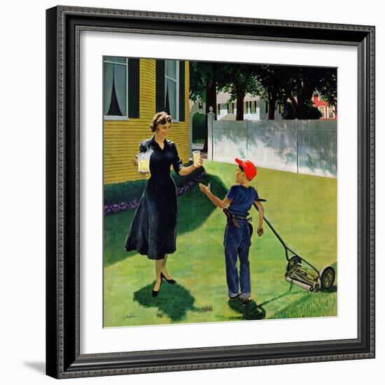 "Lemonade for the Lawnboy", May 14, 1955-George Hughes-Framed Premium Giclee Print