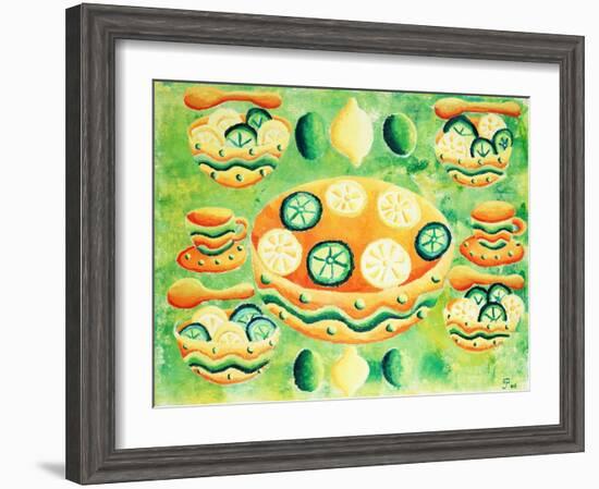 Lemons and Limes with Bowls, 2006-Julie Nicholls-Framed Premium Giclee Print