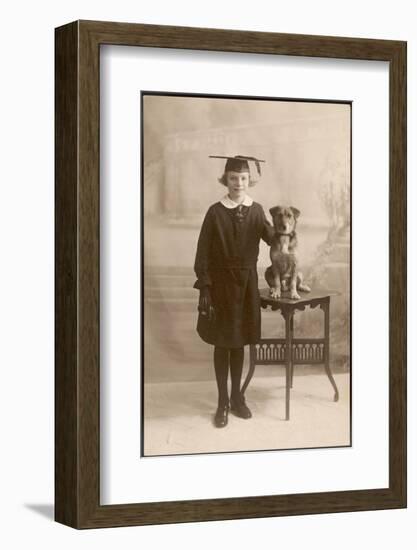 Lena - Evidently a Studious Young Lady - Poses with Her Dog-null-Framed Photographic Print