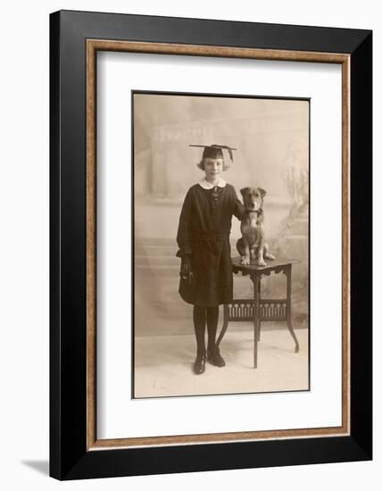 Lena - Evidently a Studious Young Lady - Poses with Her Dog-null-Framed Photographic Print