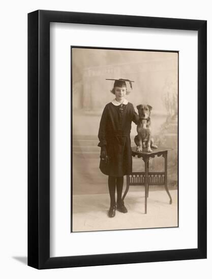 Lena - Evidently a Studious Young Lady - Poses with Her Dog-null-Framed Photographic Print