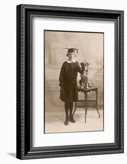 Lena - Evidently a Studious Young Lady - Poses with Her Dog-null-Framed Photographic Print