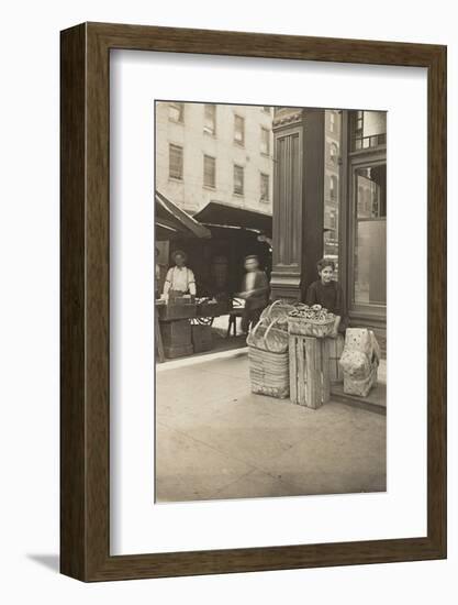 Lena Lochiavo, 11, basket and pretzel seller at Sixth Street market, Cincinnati, Ohio, August 1908-Lewis Wickes Hine-Framed Photographic Print