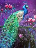 Botanical Peacock 1-Lena Navarro-Framed Stretched Canvas