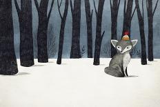 Gray Wolf (Fox) in a Winter Forest - Pencil and Watercolor Drawing-lenaer-Art Print