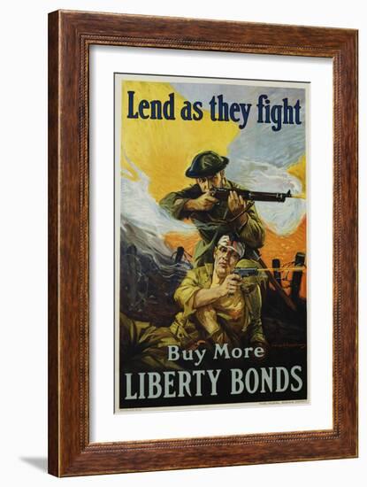 Lend as They Fight - Buy More Liberty Bonds Poster-Sidney H. Riesenberg-Framed Giclee Print