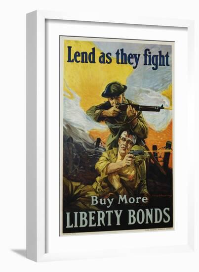 Lend as They Fight - Buy More Liberty Bonds Poster-Sidney H. Riesenberg-Framed Giclee Print