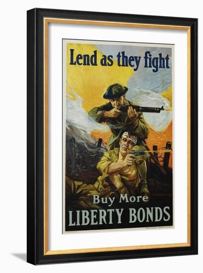 Lend as They Fight - Buy More Liberty Bonds Poster-Sidney H. Riesenberg-Framed Giclee Print