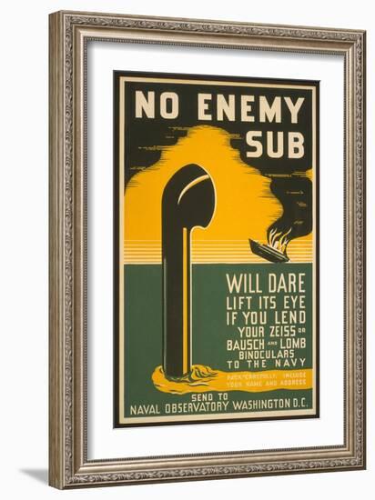 Lend Your Binoculars to the Navy, WW II Poster-null-Framed Art Print