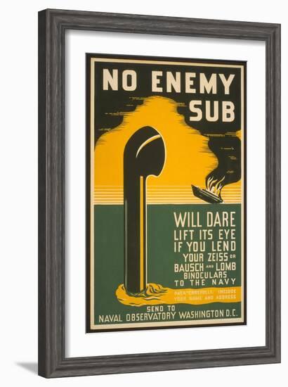 Lend Your Binoculars to the Navy, WW II Poster-null-Framed Art Print