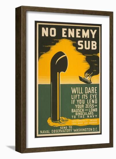 Lend Your Binoculars to the Navy, WW II Poster-null-Framed Art Print