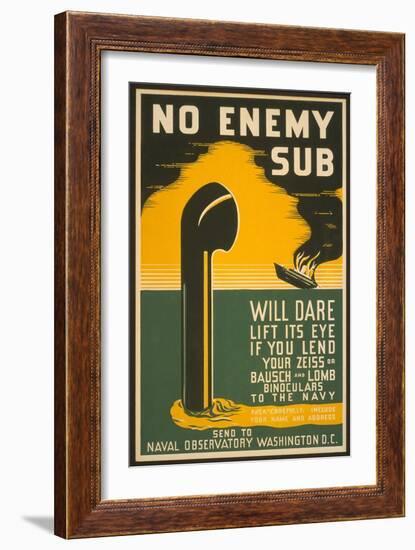 Lend Your Binoculars to the Navy, WW II Poster-null-Framed Art Print