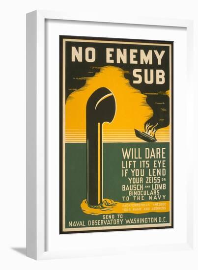 Lend Your Binoculars to the Navy, WW II Poster-null-Framed Art Print