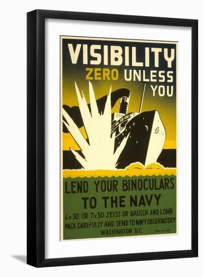 Lend Your Binoculars to the Navy, WWII Poster-null-Framed Art Print