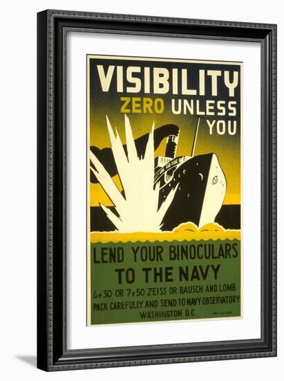 Lend Your Binoculars to the Navy, WWII Poster-null-Framed Art Print