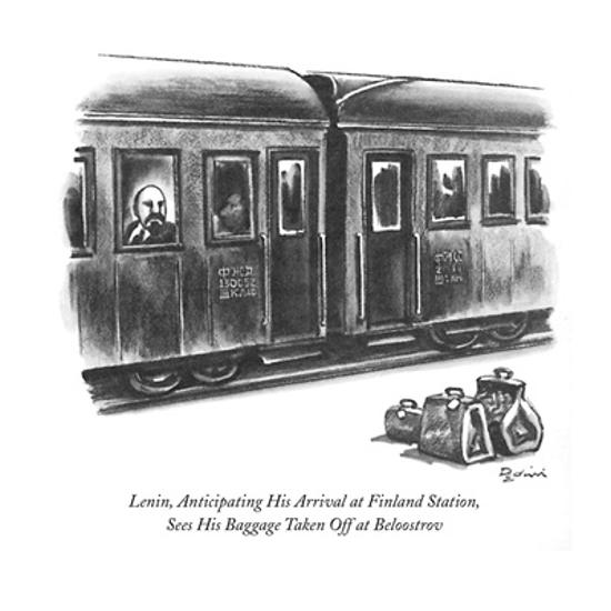 Lenin Anticipating His Arrival At Finland Station Sees His Baggage Taken New Yorker Cartoon Premium Giclee Print Eldon Dedini Art Com