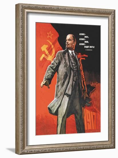 Lenin Lived, Lenin is Alive, Lenin Will Live-Victor Ivanov-Framed Art Print