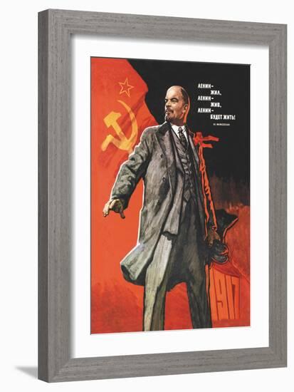 Lenin Lived, Lenin is Alive, Lenin Will Live-Victor Ivanov-Framed Art Print