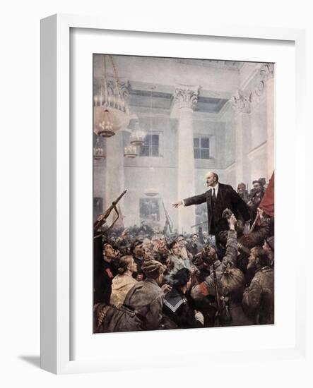 Lenin Proclaims Soviet Power, October 1917-Vladimir Aleksandrovich Serov-Framed Art Print