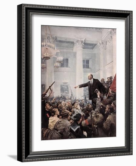 Lenin Proclaims Soviet Power, October 1917-Vladimir Aleksandrovich Serov-Framed Art Print