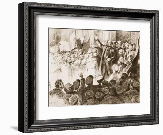 Lenin's Arrival in Petrograd, April 1917-null-Framed Giclee Print