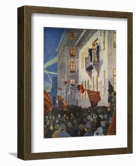 Lenin Speaking from the Balcony of the Kshesinska Mansion in July 1917-null-Framed Giclee Print