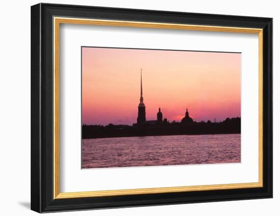 Leningrad USSR - Peter + Paul Forteess and River Neva at Sunset-CM Dixon-Framed Photographic Print