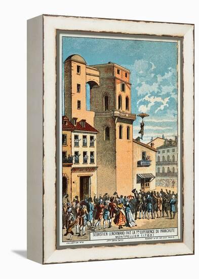 Lenormand Jumps from the Tower of the Montpellier Observatory, 1783, 19th Century-null-Framed Premier Image Canvas