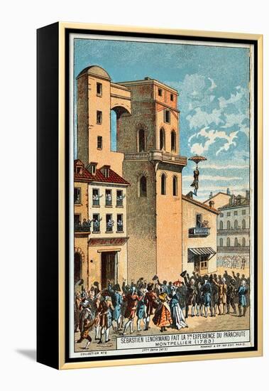 Lenormand Jumps from the Tower of the Montpellier Observatory, 1783, 19th Century-null-Framed Premier Image Canvas