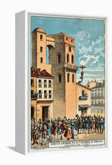 Lenormand Jumps from the Tower of the Montpellier Observatory, 1783, 19th Century-null-Framed Premier Image Canvas