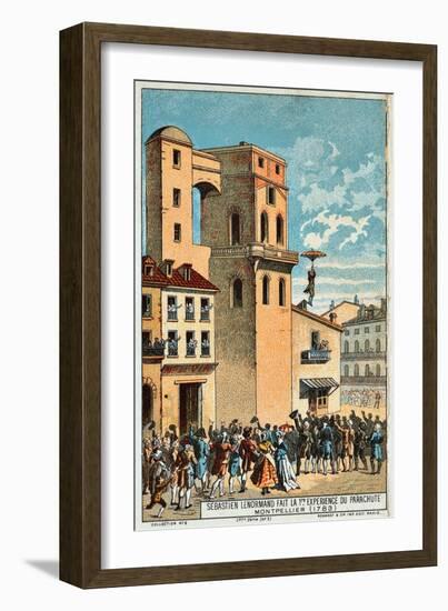 Lenormand Jumps from the Tower of the Montpellier Observatory, 1783, 19th Century-null-Framed Giclee Print