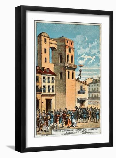 Lenormand Jumps from the Tower of the Montpellier Observatory, 1783, 19th Century-null-Framed Giclee Print