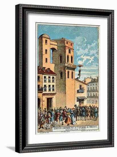 Lenormand Jumps from the Tower of the Montpellier Observatory, 1783, 19th Century-null-Framed Giclee Print