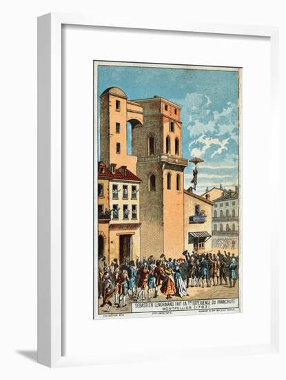 Lenormand Jumps from the Tower of the Montpellier Observatory, 1783, 19th Century-null-Framed Giclee Print