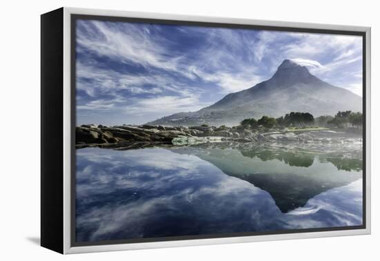 Lenticular Cloud Above Lion's Head on Signal Hill Reflected in Ocean, Camp's Bay, Cape Town-Kimberly Walker-Framed Premier Image Canvas