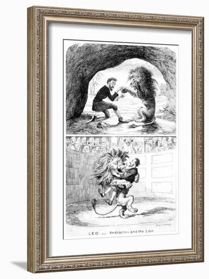 Leo - Androcles and the Lion, 19th Century-George Cruikshank-Framed Giclee Print