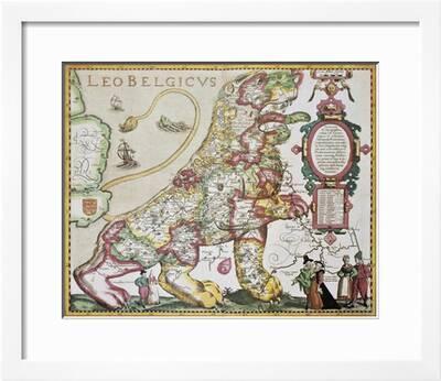 Leo Belgicus Netherlands Luxembourg Belgium Northern France Antique Style Map Po
