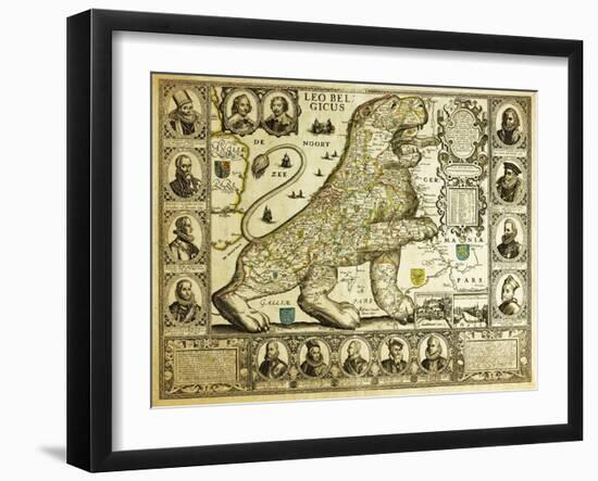 Leo Belgicus Map - Hendrik Floris Van Langren Pre 1609-Vintage Lavoie-Framed Giclee Print