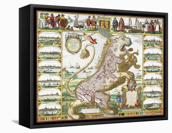 Leo Hollandicus' by Nicolas Visscher.A Map Of Holland-Visscher-Framed Premier Image Canvas