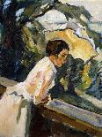 On the Shore (Young Woman Walking on a River Shore)-Leo Putz-Mounted Art Print