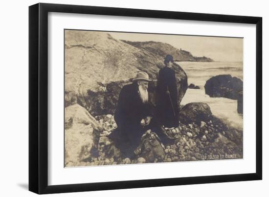 Leo Tolstoy and His Daughter in the Crimea-null-Framed Photographic Print