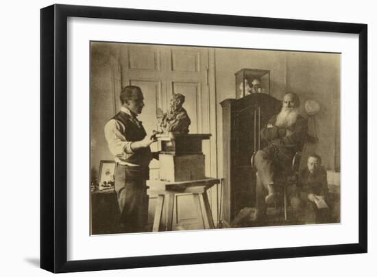 Leo Tolstoy and the Sculptor Prince Paolo Troubetzkoy-Sophia Andreevna Tolstaya-Framed Giclee Print