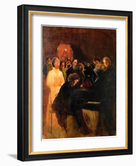 Leo Tolstoy at the Concert given by Anton Rubinstein (1829-1894) Par Pasternak, Leonid Osipovich (1-Leonid Osipovic Pasternak-Framed Giclee Print