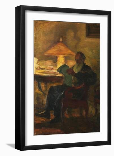 Leo Tolstoy with a Newspaper, 1901-Leonid Osipovich Pasternak-Framed Giclee Print