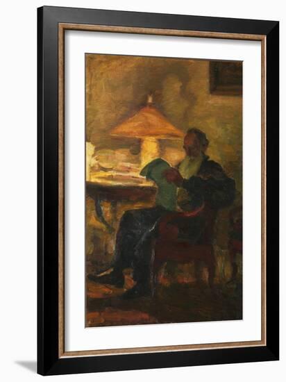 Leo Tolstoy with a Newspaper, 1901-Leonid Osipovich Pasternak-Framed Giclee Print