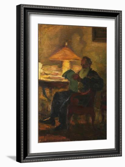 Leo Tolstoy with a Newspaper, 1901-Leonid Osipovich Pasternak-Framed Giclee Print