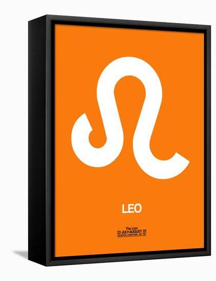 Leo Zodiac Sign White on Orange-NaxArt-Framed Stretched Canvas