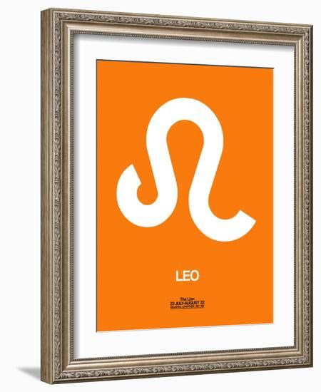 Leo Zodiac Sign White on Orange-NaxArt-Framed Art Print